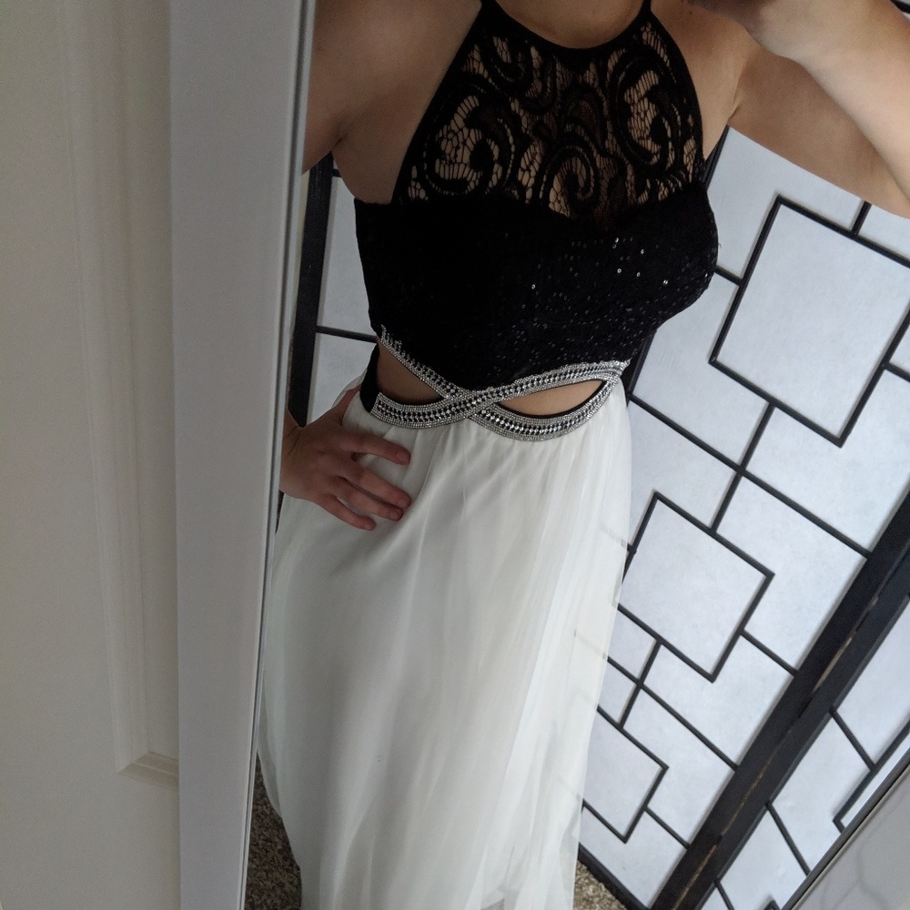 Black, White, and Silver Prom Dress